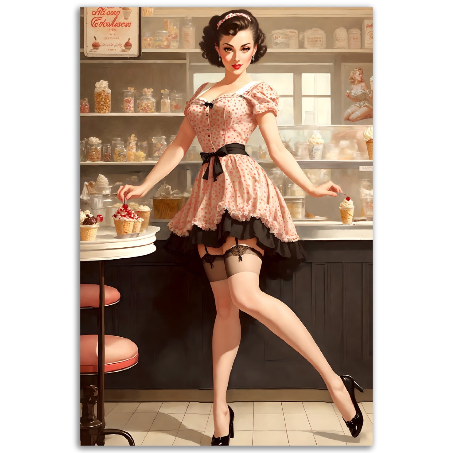 Daily Pinup #32 - Strawberry Ice-Cream Wall Art